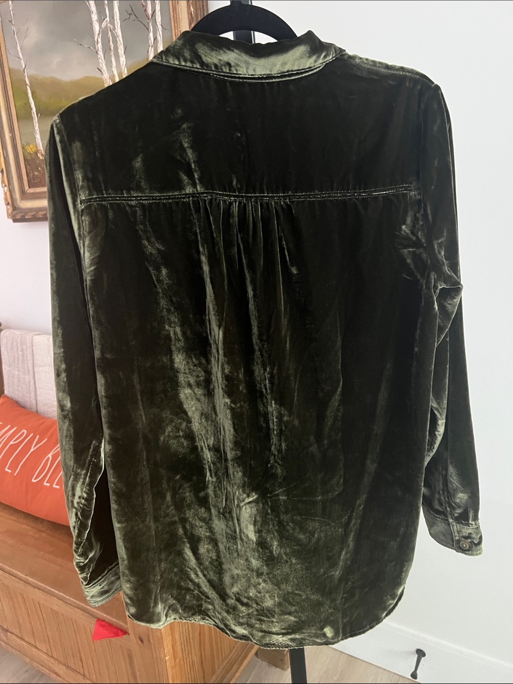 Anthropologie - Pilcro Olive Green Velvet Button-Down Shirt Size S NWT - Picture 5 of 5